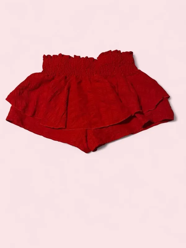 SHEIN Red Smocked Ruffle Skort - Image 2