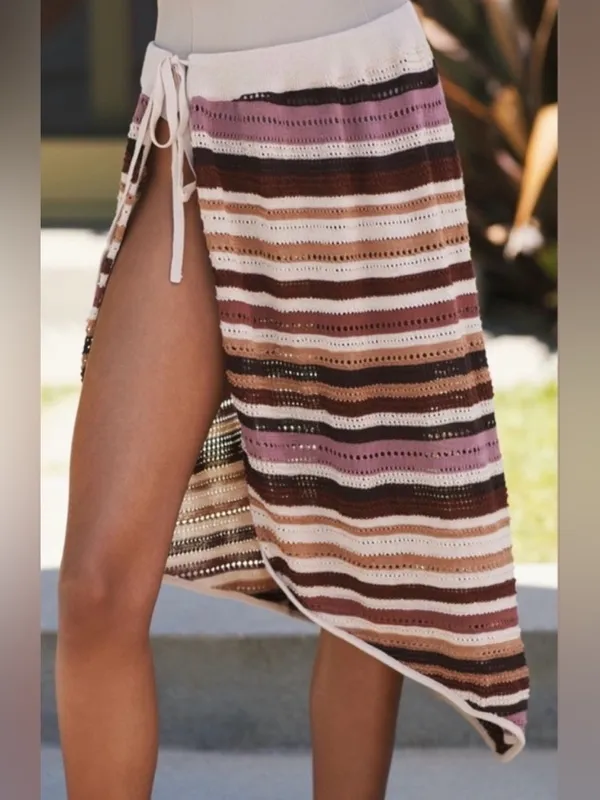 Anthropologie x Maeve Striped Crochet Beach‎ Wrap Size O/S Beach Pool Travel - Image 3