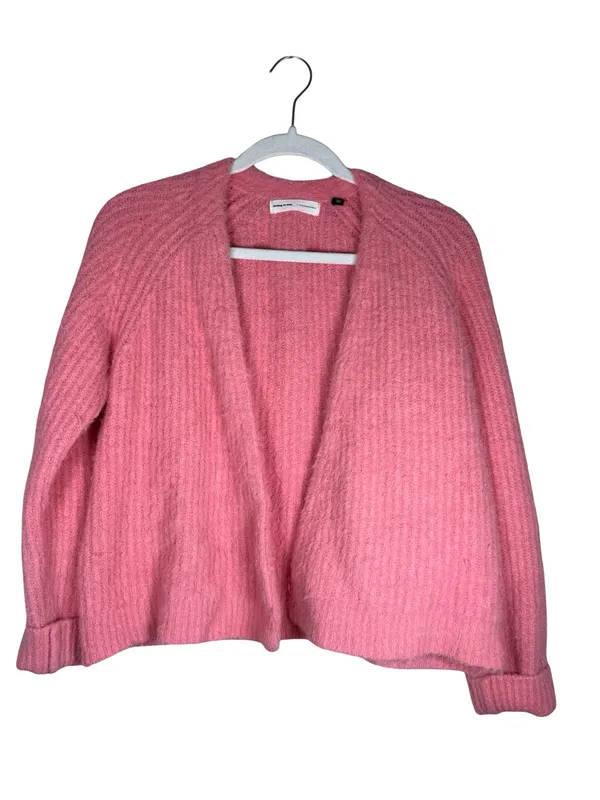 Sleeping On Snow By Anthropologie Pink Ribbed Fuzzy Open Cardigan S - Image 4