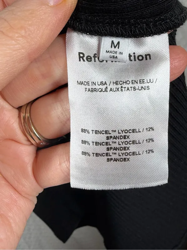 Reformation Black‎ Ribbed Short Sleeve Dress - Image 4