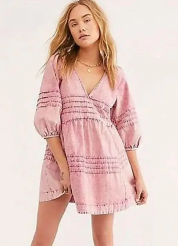 Free People Sweet Surrender Rose Denim Dress - Image 3