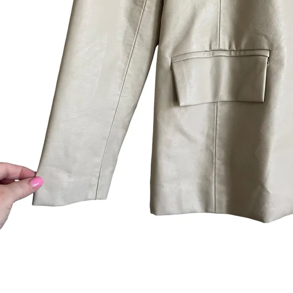 Le‎ Lis Women Minimalist Professional Faux Leather Blazer S Beige Office Neutral - Image 6