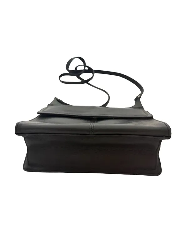 Fossil Black Leather Flap Front Crossbody Bag Long Strap Pocket One Size Women's - Image 9