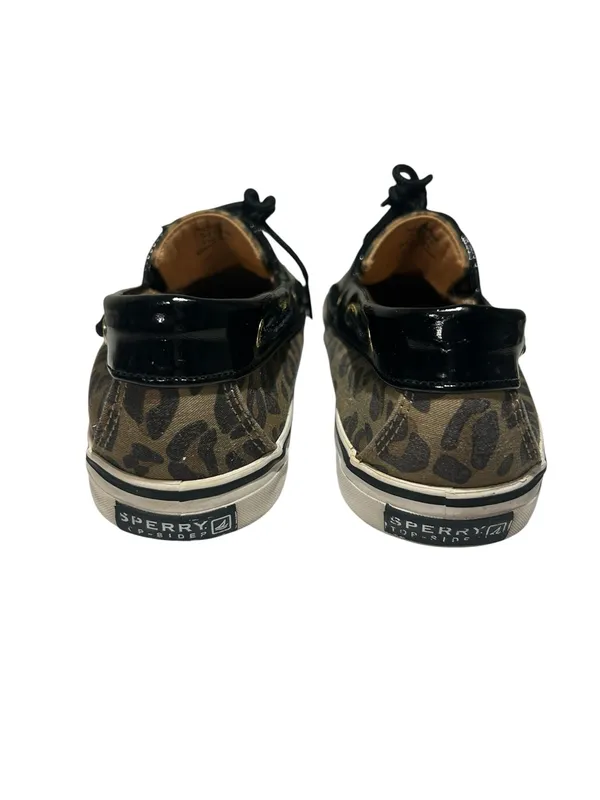 Sperry‎ Leopard Print Canvas Boat Shoes with Black Trim - Image 6
