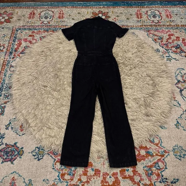 GOOD AMERICAN Black Utility Denim Jumpsuit Size Small - Image 5