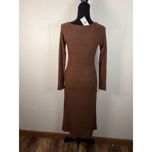 astr the label kylie dress brown ribbed midi slit nwt‎ small - Image 4