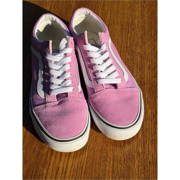 Vans Old Skool Pink White Suede Canvas Sneakers Women’s 7.5 Skate Y2K - Image 4