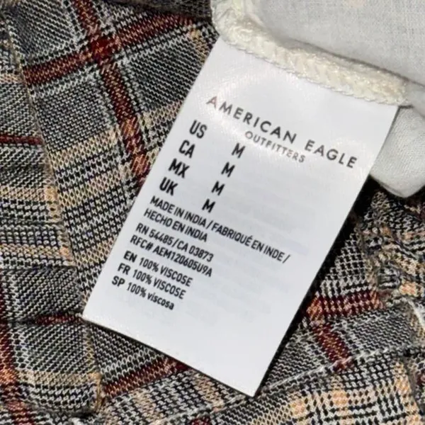 American Eagle Outfitters Tan Plaid Mini Schoolgirl Skirt with Tie Waist - Image 5