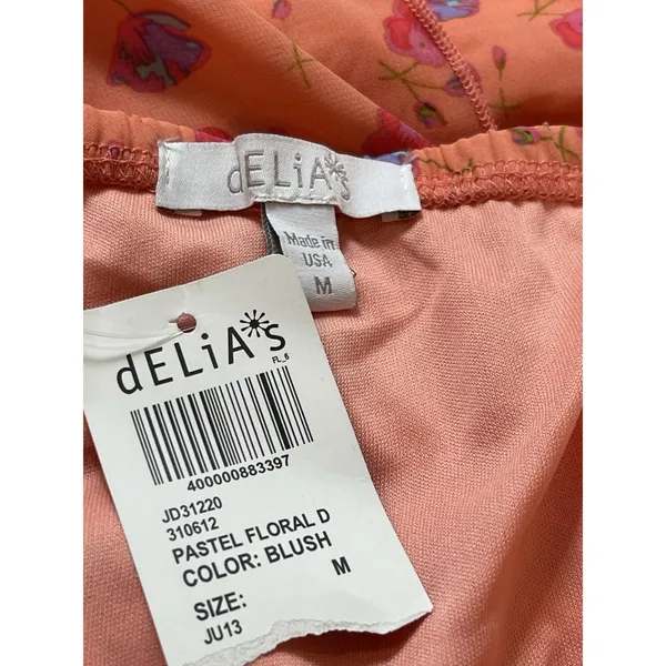 Delia’s Strapless Micro Floral Dress M Orange Blush Tube Mini Y2K Sheer NWT Flaw - Image 5