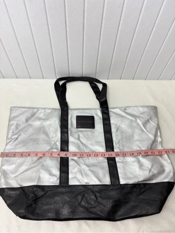 Victorias Secret Large‎ Silver & Black Weekender Get Away Travel Tote Bag - Image 8