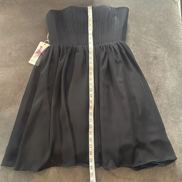 Women’s Black Strapless Short Chiffon Homecoming Party Dress Size M (8) NEW - Image 10