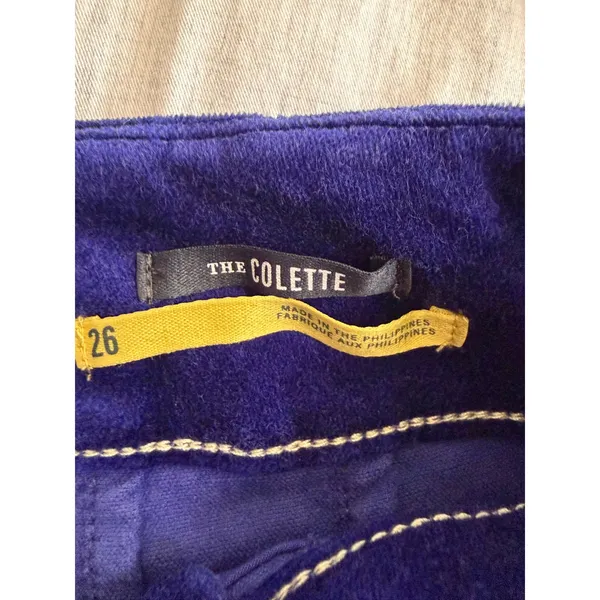 Maeve Anthro Colette Pants Women 26 Purple Blue Velvet Corduroy Wide Leg Crop - Image 5