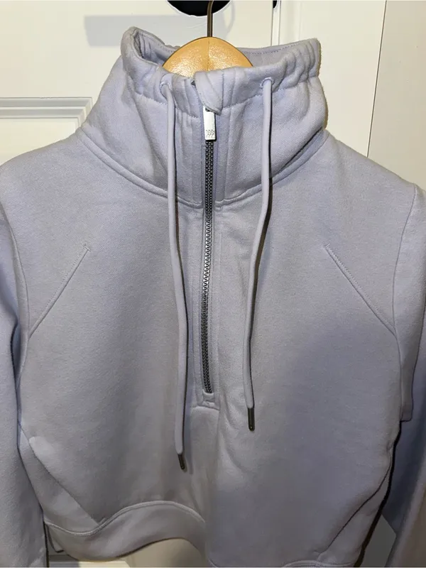 All In Motion Lavender Quarter-Zip Cropped Pullover Hoodie - Image 3