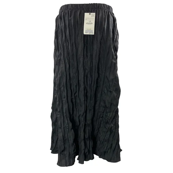 NEW Zara Women's Black Crinkled Textured Pleated Elastic Waist Maxi Skirts Sz S - Image 3