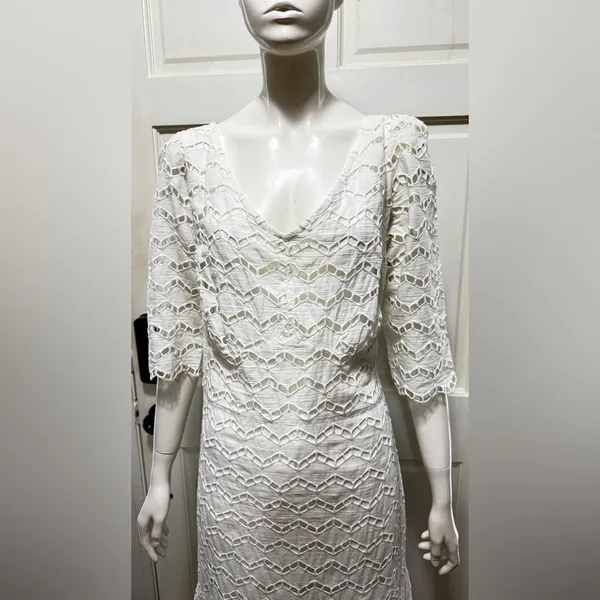 Gretchen Scott little bo peep maxi La Di Da Eyelet Cotton White dress Sz L P-8 - Image 7