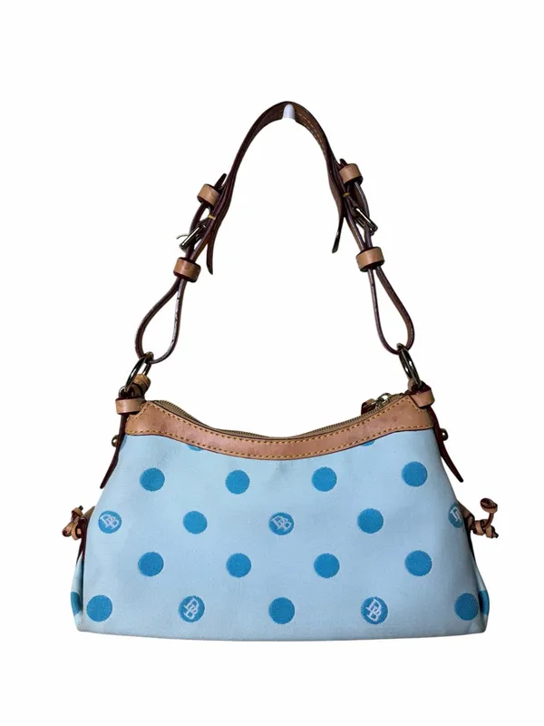 Dooney & Bourke Mini East West Slouch Bag Sky Blue Polka Dot Y2K - Image 7