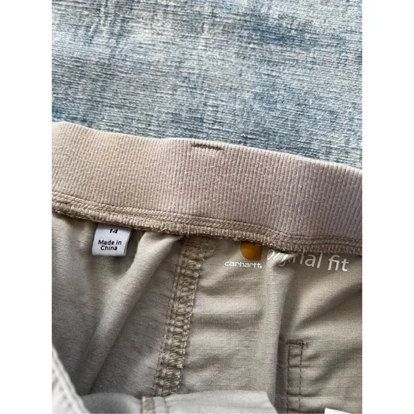Carhartt Khaki Original Fit Cuffed Roll Tab Hem Shorts Size 14 - Image 7