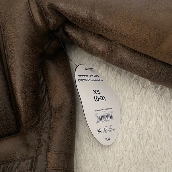 NWT Scoop NYC Faux Suede Sherpa Cropped Bomber Jacket - Image 6