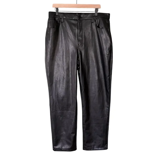 Abercrombie & Fitch The 90s Straight Ultra High Rise Vegan Leather Black Size 33 - Image 4