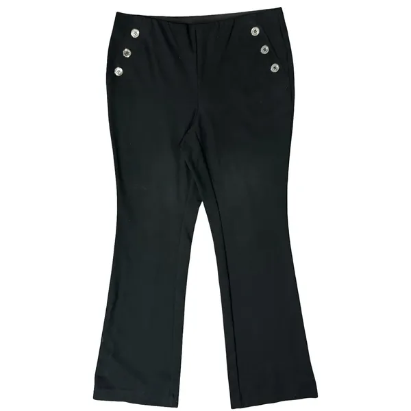 Alfani Black Stretch Button Detail Bootcut Slacks Trousers size M Professional - Image 2