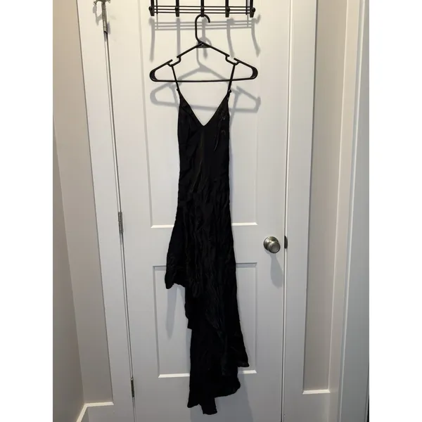 Women’s Bardot Arella Dress Asymmetrical High Low Open Back V Neck Black 8 M - Image 3