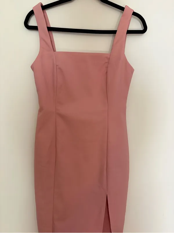 Hello Molly Chic Square Neck Midi Dress in Dusty Pink Musk Size Medium 6 NWT - Image 3