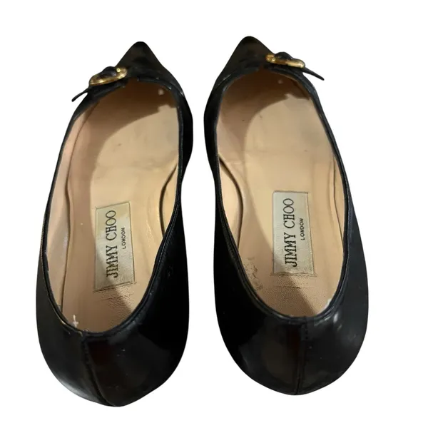 Jimmy Choo Black Patent Leather Pointy Toe Flats Womens Size 35.5‎ US 5.5 M - Image 7