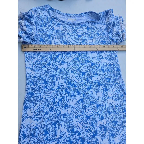 Lilly pulitzer lissie 100% pima cotton pom pom dress blue white foxes sz M - Image 7