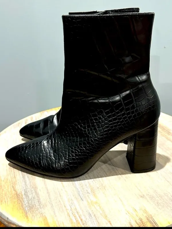Nasty Gal Croc Embossed Block Heel Meadow 2 Ankle Boots Size 8 - Image 14