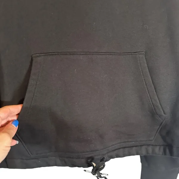 Puma Black Cropped Adjustable Waist Kangaroo Pouch Casual Sweatshirt Women Sz L - Image 4