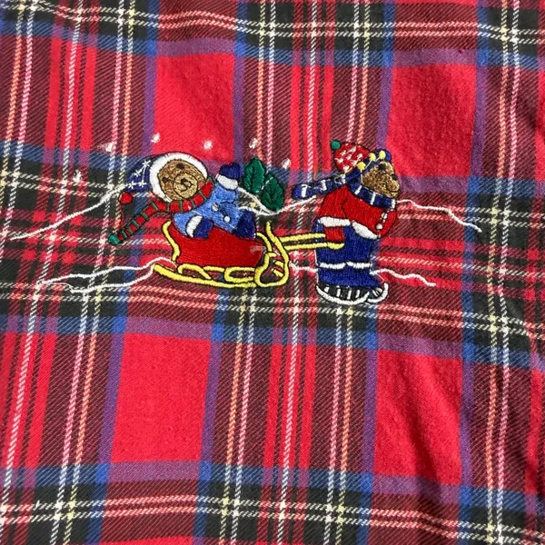 Nutcracker Flannel Shirt Womens 18W Red Plaid‎ Embroidered Winter Bears Holiday - Image 5