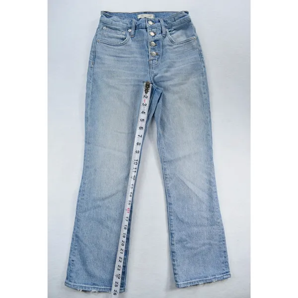 Madewell Demi-Boot Cut Jeans Light Wash Blue Button Fly High Rise Denim Womens - Image 7