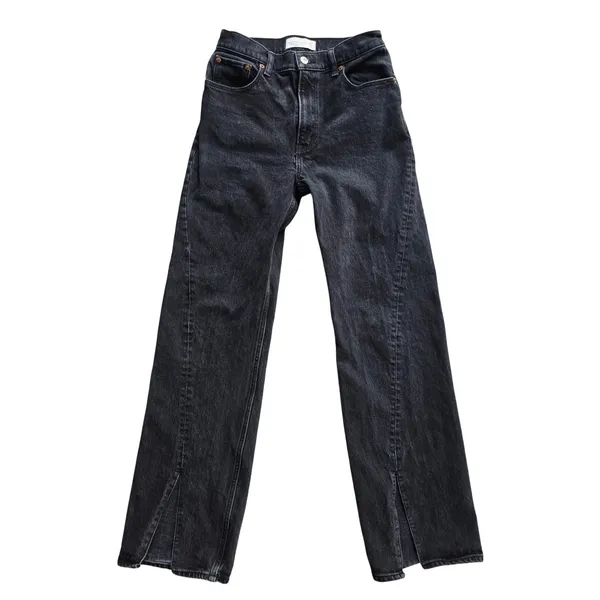 Abercrombie &‎ Fitch 90s Relaxed High Rise Jeans Black Slit Hem 27 / 4 - Image 2