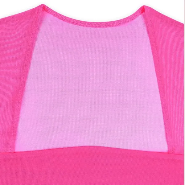 NWT‎ REORIA Mesh Sleeve Square Neck Bodysuit – Hot Pink – Small - Image 4