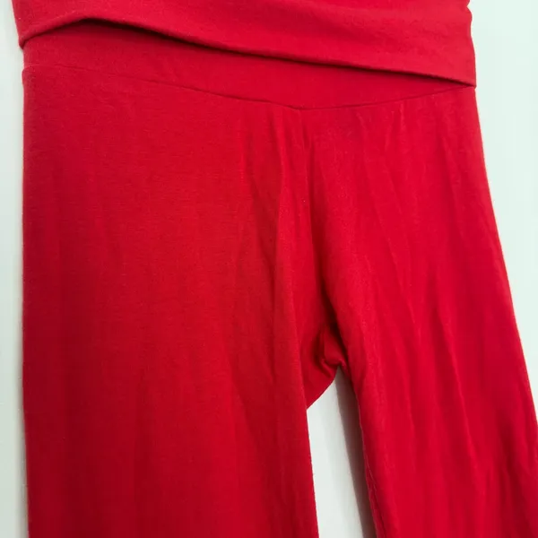 Skims Cotton Jersey Long Sleeve T-Shirt & Foldover Pants Outfit Set Red Size XS - Image 7