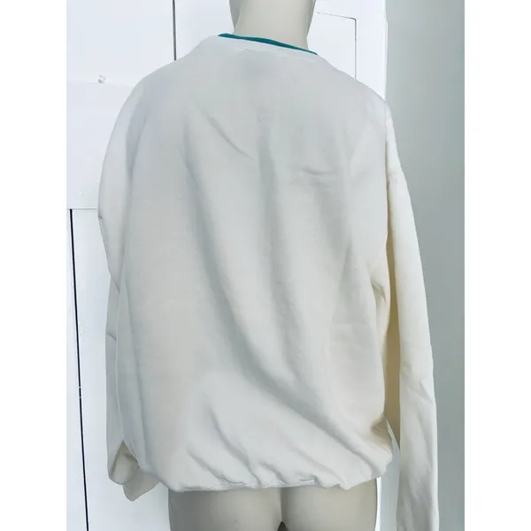 Trilllogy By Morning Sun Blue Peacock Feather Mock Layered Sweatshirt Pullover L - Image 2