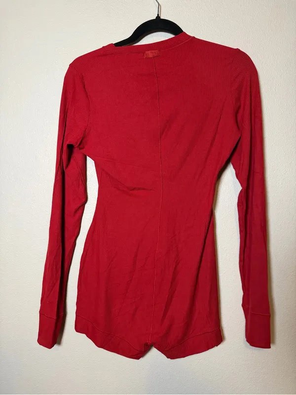 Skims brick soft lounge button up Henley romper NWT medium - Image 5
