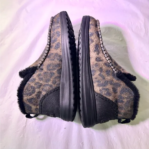 Hey Dude Leopard Print Slip-On Slipper in Brown and Black - Image 11