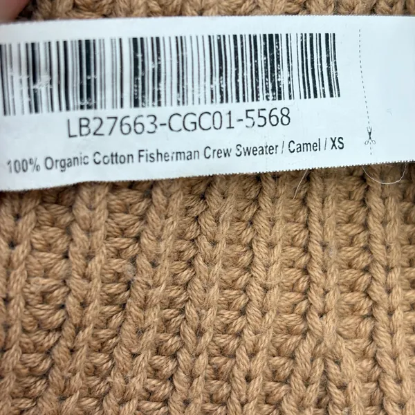 Quince Fisherman Crew Sweater Women XS Camel 100% Organic Cotton Ribbed Knit Top - Image 8