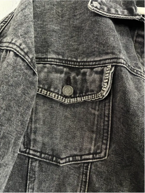 Women's Savanna Jane Black Acid Wash Denim Jacket Size 1X - Image 3