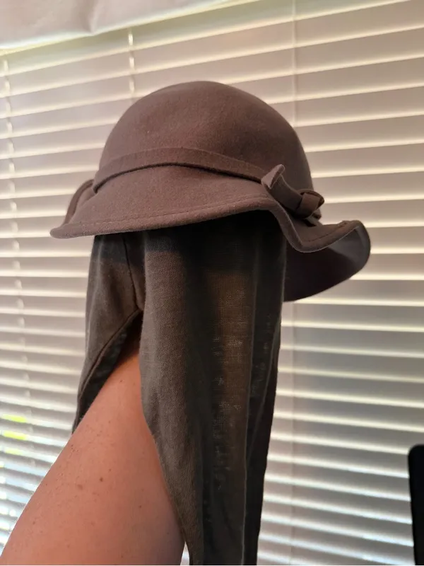 Vintage Michael Howard Chocolate Brown Felt Floppy wool Hat with Draped Scarf - Image 2