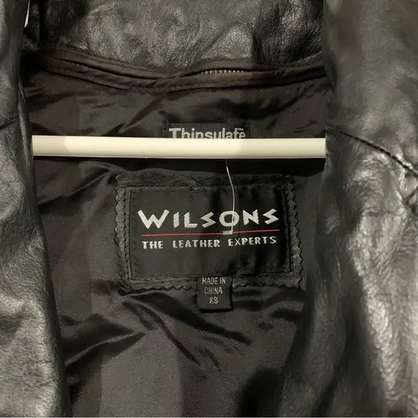 Wilson's Leather Vintage Black Leather Jacket w/ Leather Tie Belt - Image 5