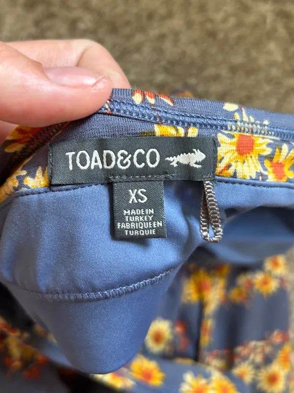 Toad&Co Samba Blue Halter Sunflower Stretch Summer Floral XS - Image 3