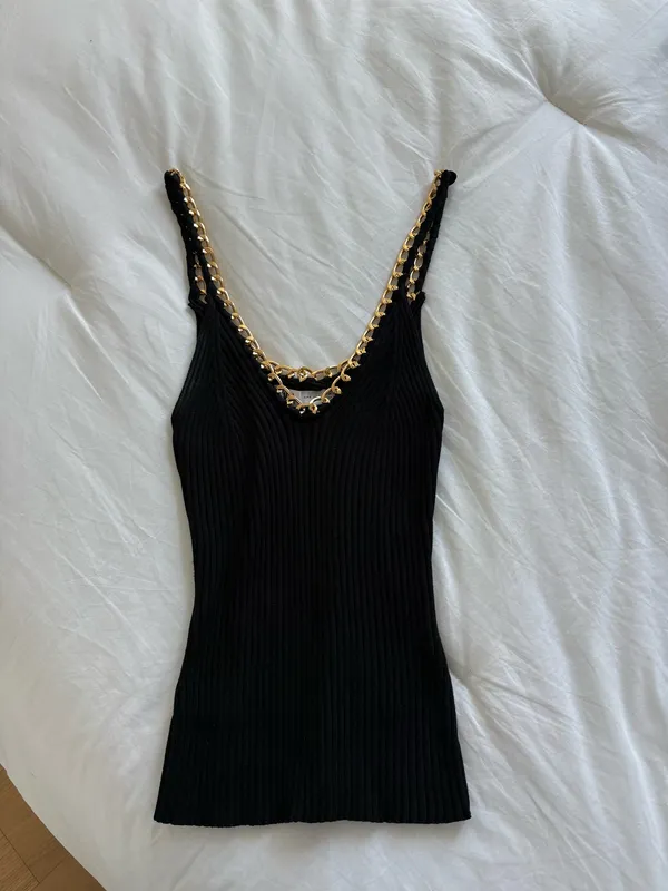 ZARA Chain Trim Ribbed Knit Top - Image 2