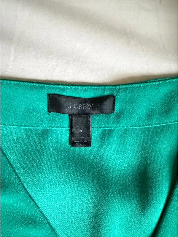 J. Crew Green Tie Top with Bell Sleeves - Image 2
