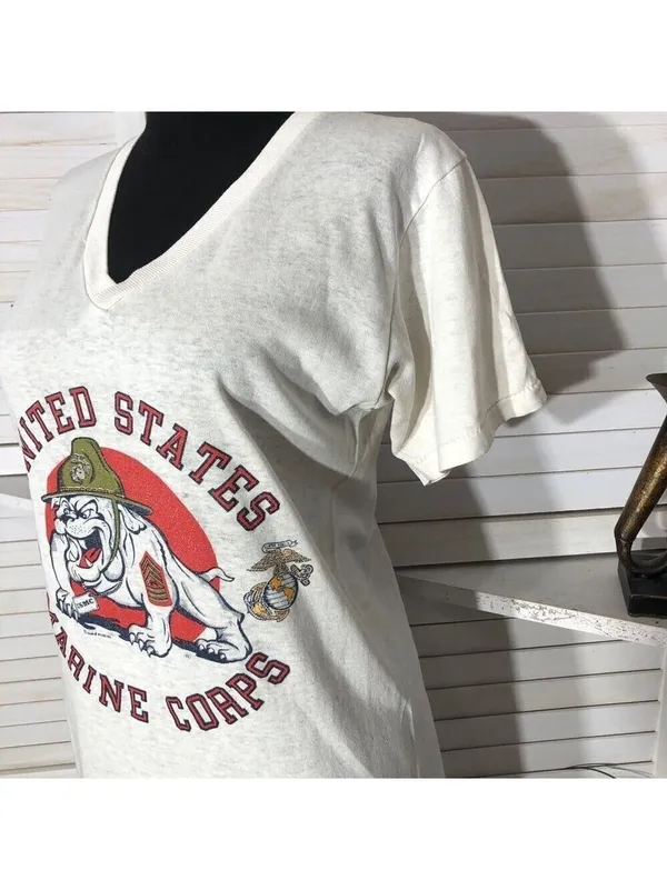 Vintage 90s US Marine Corps Bulldog Graphic Shirt Small - Image 5