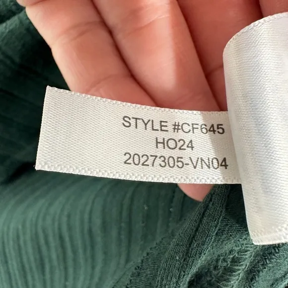 J. Crew Dark Green Ribbed Ruffle Neck Mock Neck Long Sleeve‎ Top Feminine Winter - Image 6