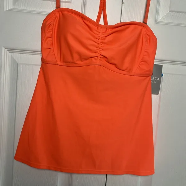 Athleta Bandeau Tankinemor Womens 36 B/C Neon Orange Swim Top Tankini NWT - Image 3