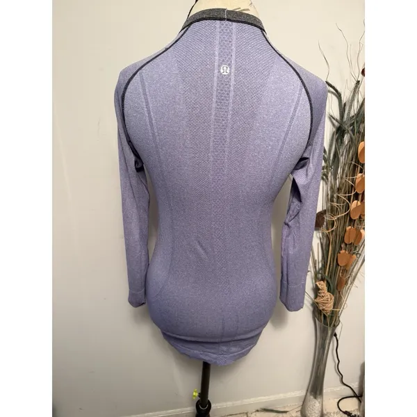 Lululemon Purple Gray Black Trim Swiftly Tech Long Sleeve‎ Top Sz 8 - Image 2