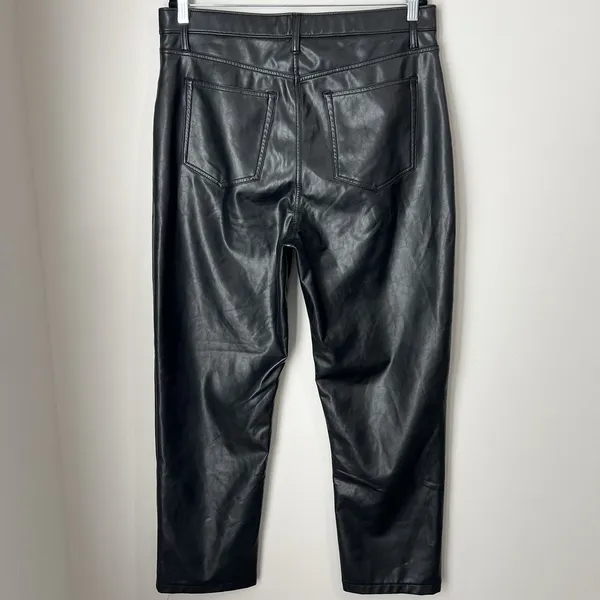 Abercrombie & Fitch‎ Curve Love Pants 33/16 Faux Leather 90s Straight High Rise - Image 6